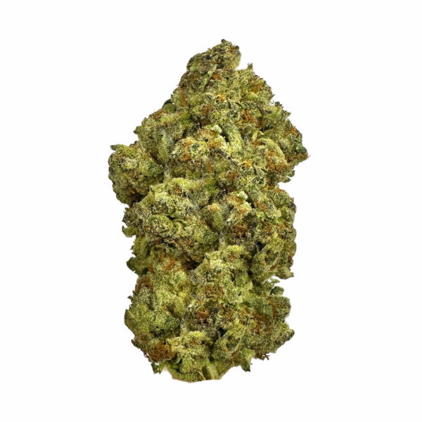 OG Kush × Grape flower — frosty nug macro