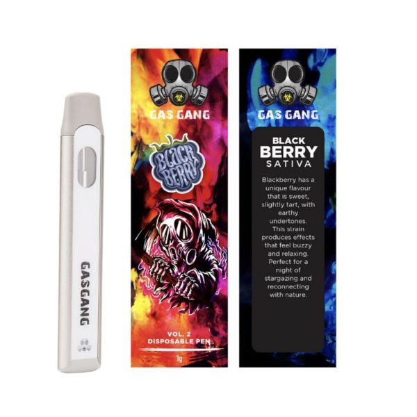 Gas gang blackberry disposable vape pen. containes 1ML THC distillate. available for same day weed delivery and mail order weed