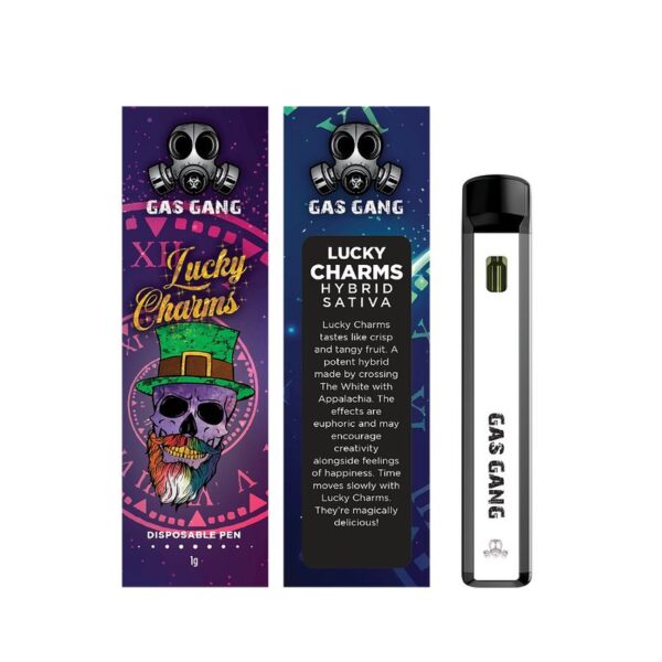 Gas gang lucky charm disposable vape pen. containes 1ML THC distillate. available for same day weed delivery and mail order weed