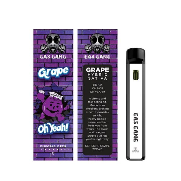 Gas gang grape disposable vape pen. containes 1ML THC distillate. available for same day weed delivery and mail order weed