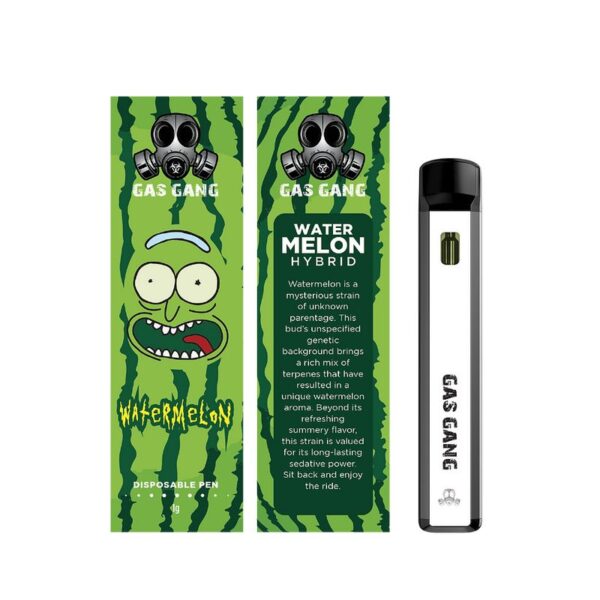 Gas gang Watermelon disposable vape pen. containes 1ML THC distillate. available for same day weed delivery and mail order weed