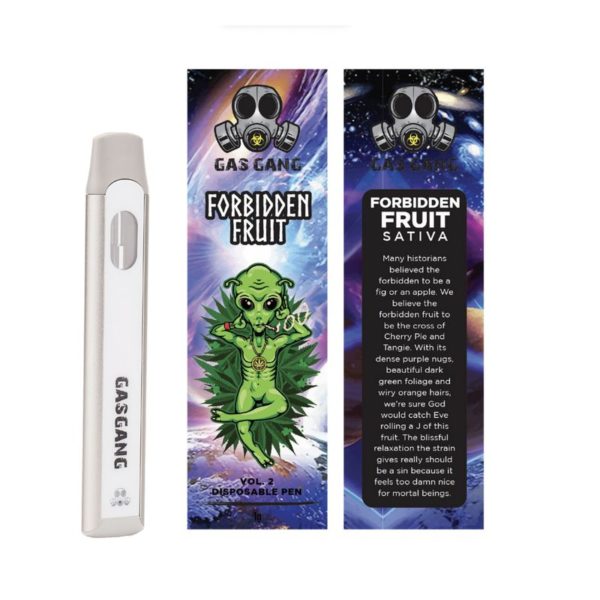 Gas gang Forbidden Fruit disposable vape pen. containes 1ML THC distillate. available for same day weed delivery and mail order weed