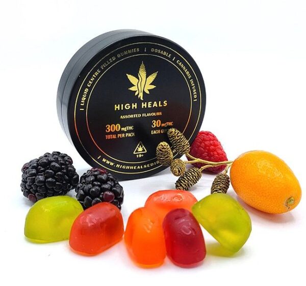 high heals edibles gummies 300mg thc liquid centre - available at kamikazi weed delivery toronto and mom canada