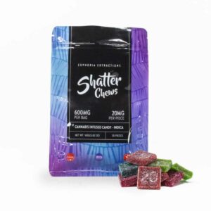 Euphoria extractions 600mg shatter chews is available in both sativa and indica. This weed edible is available for same day weed delivery and mail order marijuana