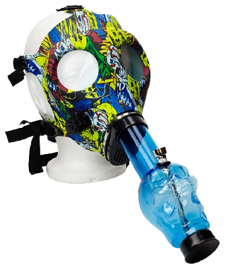 Full Face Graphic Silicone Gas Mask with Acrylic Bong Full Face Graphic Silicone Gas Mask with Acrylic Bong