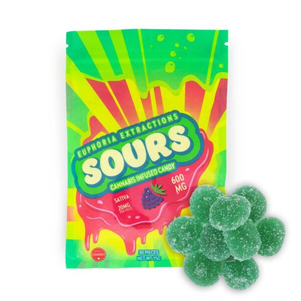 Euphoria extractions 600mg Sour Gummies are available in both sativa and indica strains. This weed edible is available for same day weed delivery in toronto and mail order marijuana Canada-wide