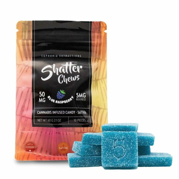 Euphoria extractions live resin infused edibles 50mg thc shatter chews - 50 mg live resin infused sativa blue raspberry shatter chews
