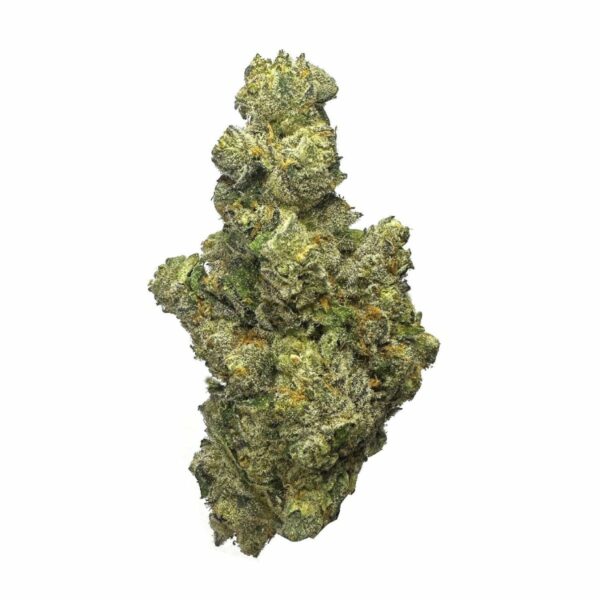 "Banana Cream Cake small buds displayed in an affordable ounce deal with frosty trichomes."