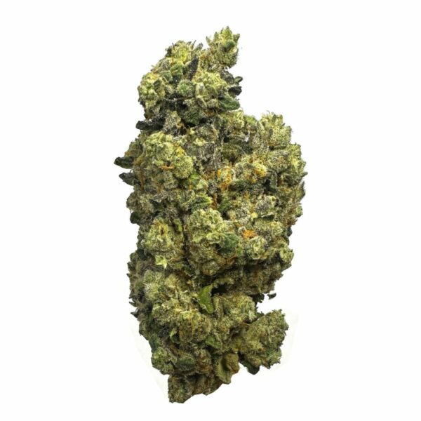 "Banana Cream Cake small buds displayed in an affordable ounce deal with frosty trichomes."