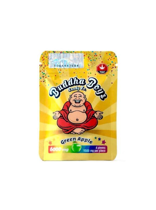 6000 mg Buddha Boys ultra‑high‑dose THC gummies sugar‑coated square candies