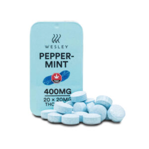“Wesley peppermint THC mints 100 mg tin with sugar‑free mint tablets” “Wesley THC peppermint mints in 400 mg pack—20 mg per mint for strong dosing”