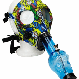 Full Face Graphic Silicone Gas Mask with Acrylic Bong